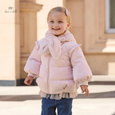 Girls 2-Piece Down Jacket Set – Plush Hat Pink Outfit